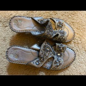 Silver Heel Sandals Size 9 Worn Twice Great Condition